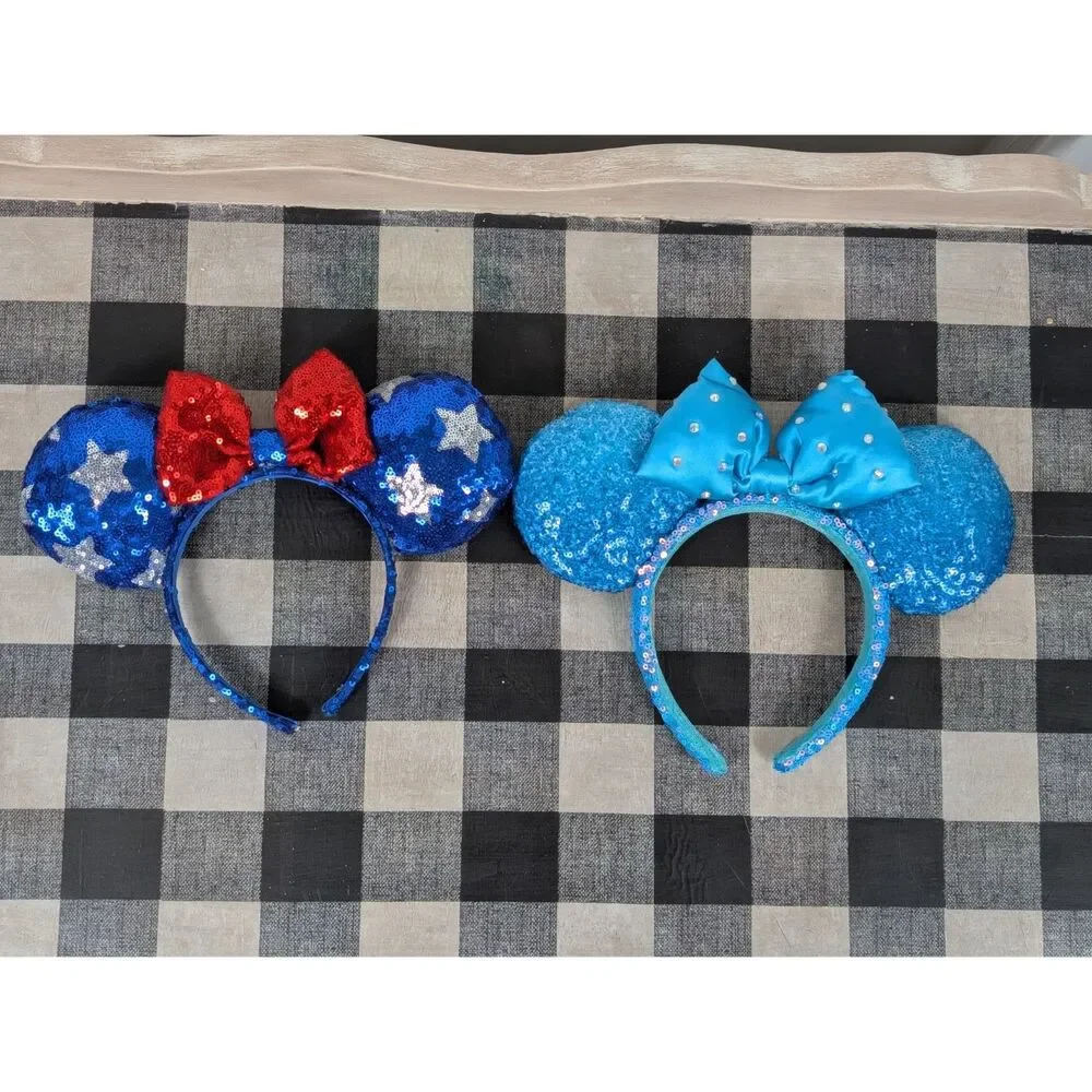 Disney Minnie Mouse Ears Sequenced Headbands Lot of 2